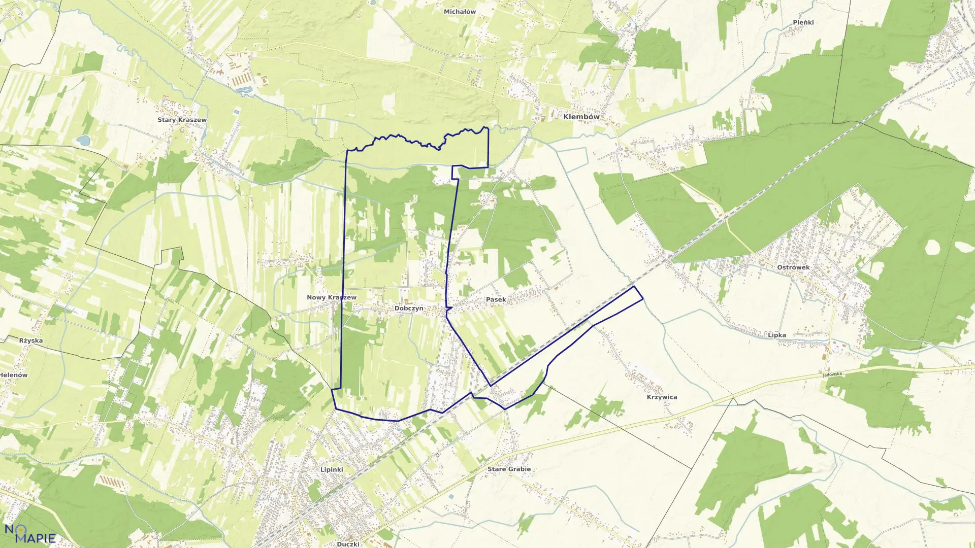 Mapa obrębu DOBCZYN w gminie Klembów