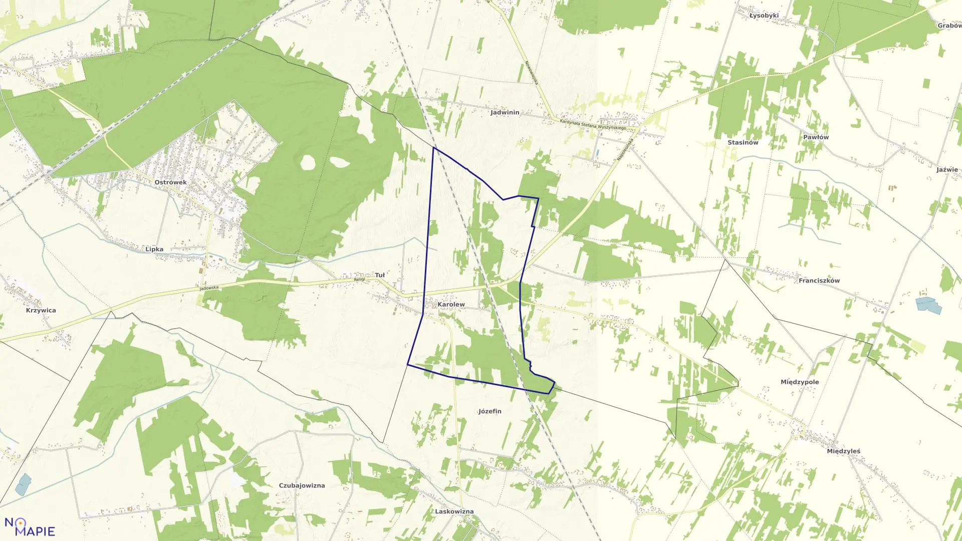 Mapa obrębu KAROLEW w gminie Klembów