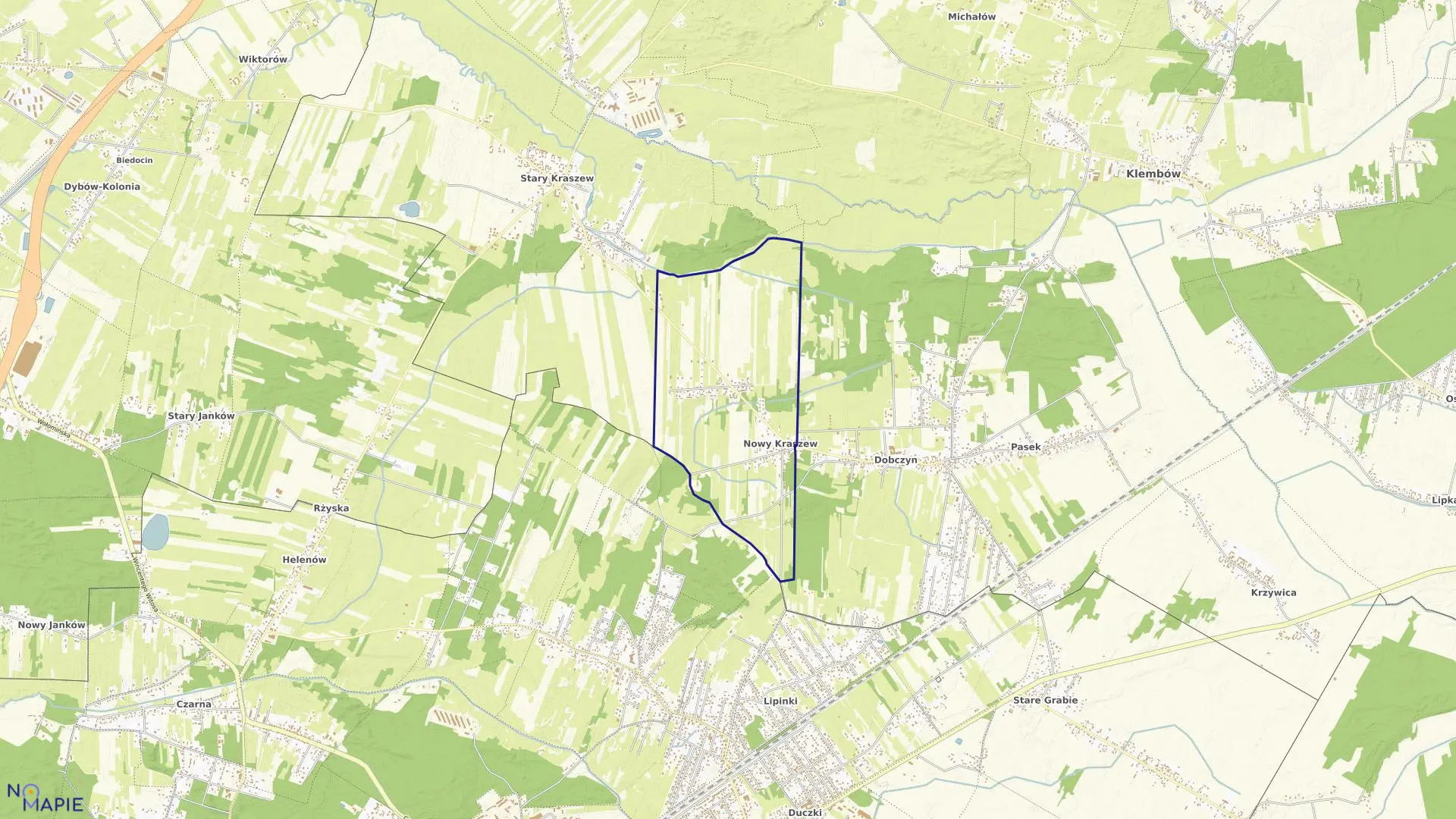 Mapa obrębu KRASZEW NOWY w gminie Klembów