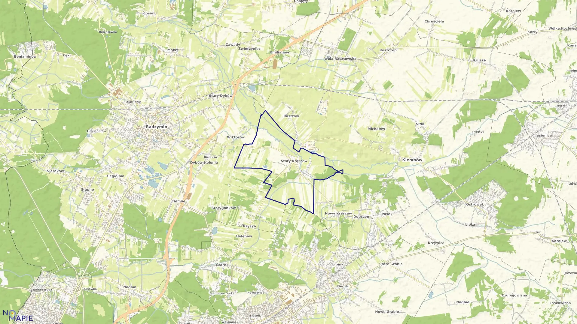 Mapa obrębu KRASZEW STARY w gminie Klembów