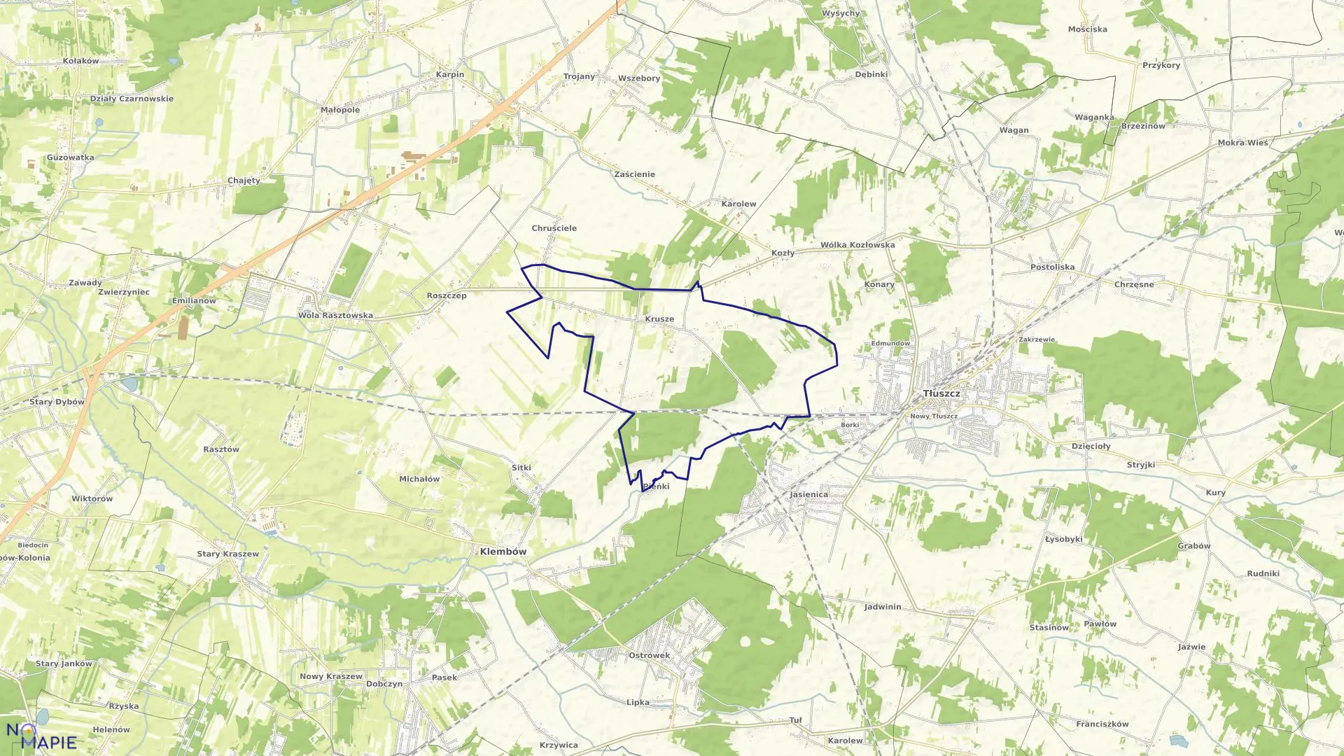Mapa obrębu KRUSZE w gminie Klembów