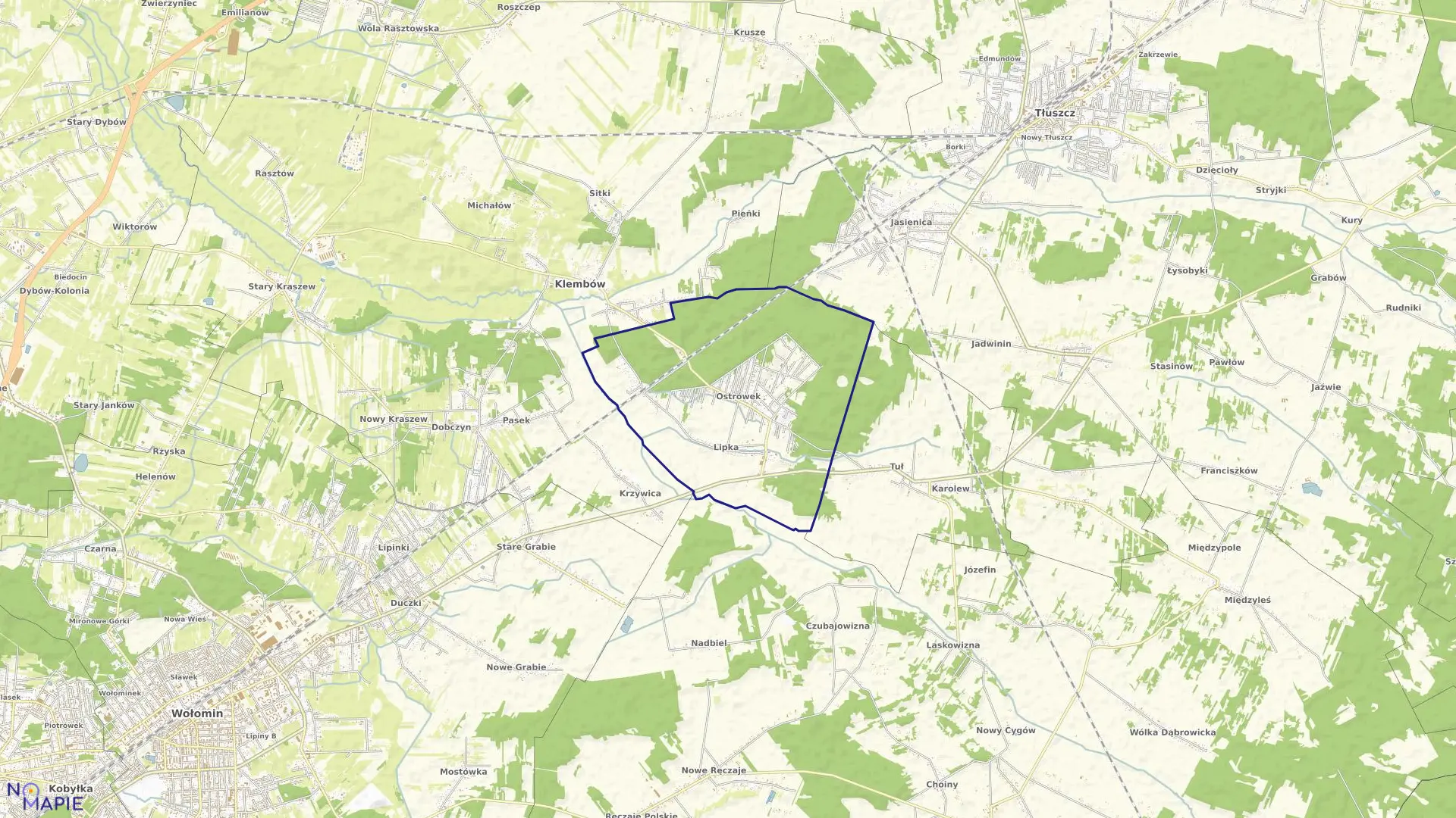 Mapa obrębu LIPKA w gminie Klembów