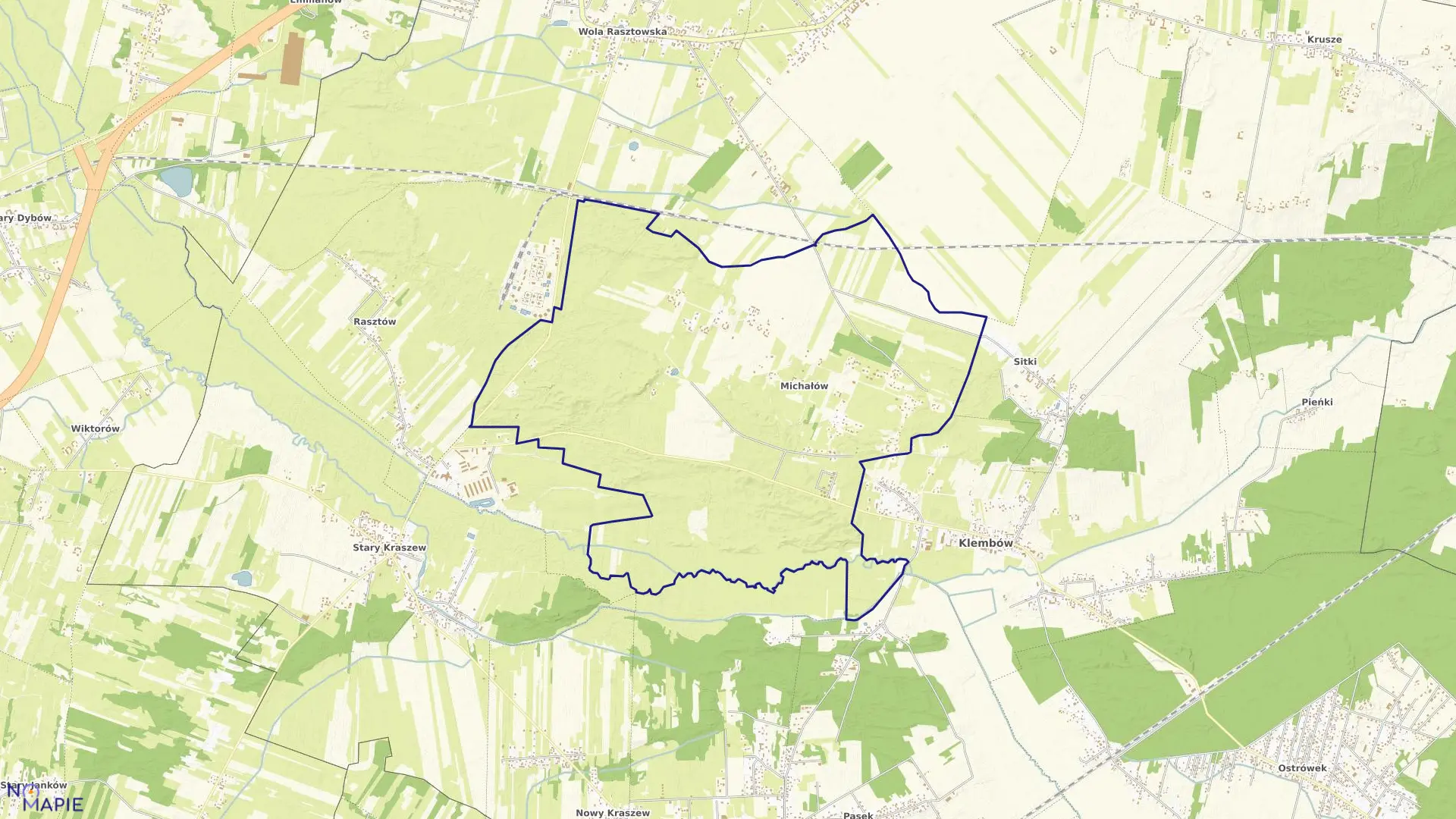 Mapa obrębu MICHAŁÓW w gminie Klembów
