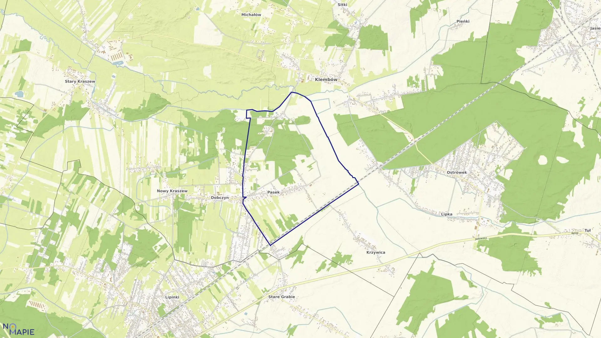 Mapa obrębu PASEK w gminie Klembów