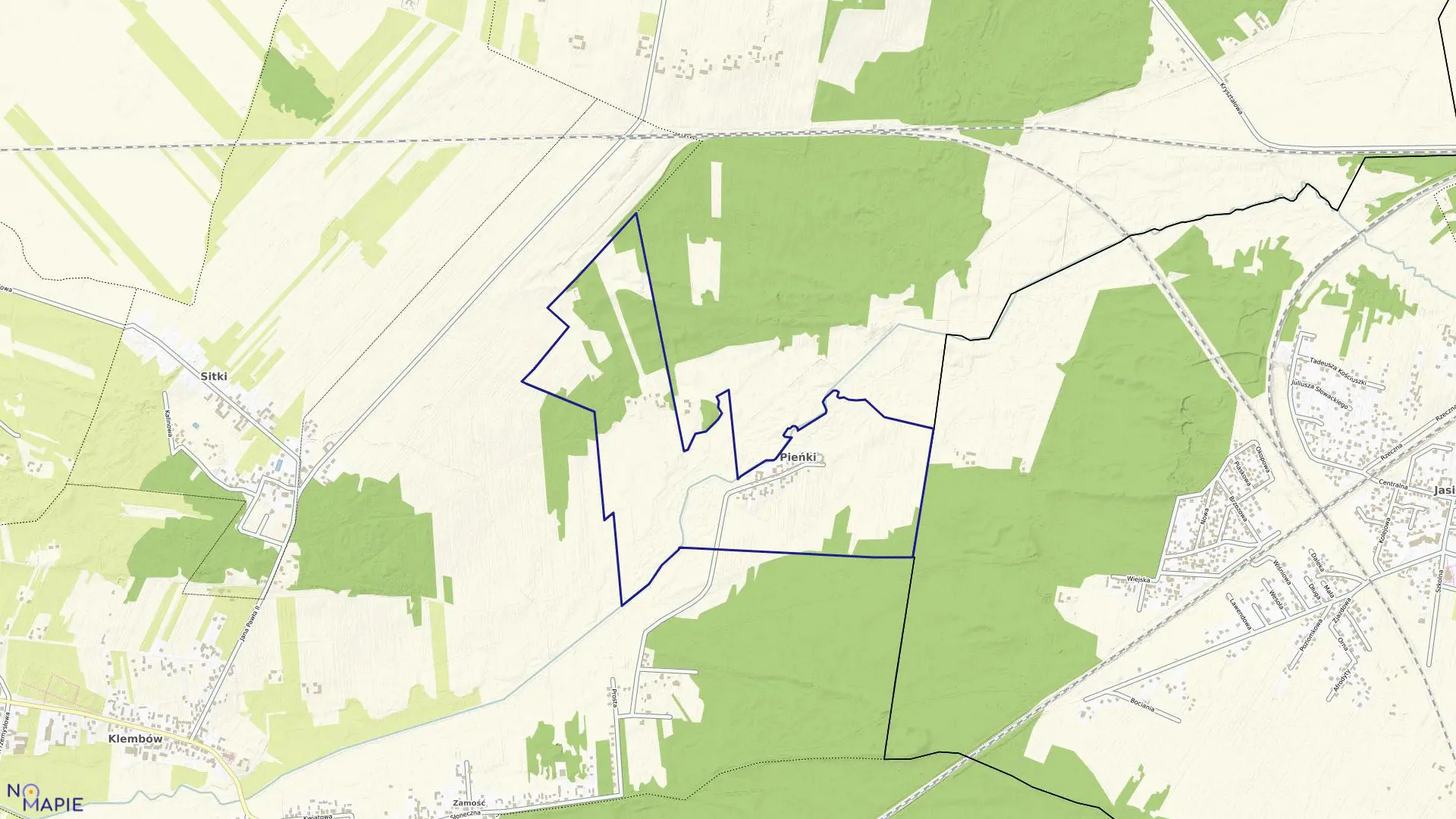 Mapa obrębu PIEŃKI w gminie Klembów