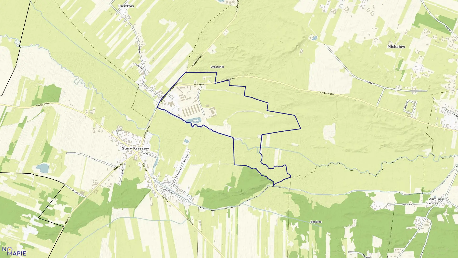 Mapa obrębu RSP RASZTÓW w gminie Klembów